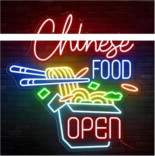 Enseigne au néon ouverte pour attirer les clients en cuisine chinoise avec style