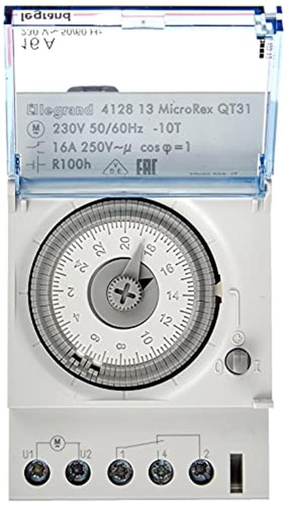 412813 Interrupteur horaire Legrand - Avec réserve de marche - Analogique - Cadran horizontal - 16A -230V
