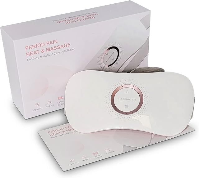Period Pain Heat & Massage Belt. Rechargeable Massager Pad for Menstrual Stomach Pain & Discomfort. Soothing Heat Pulse. 3 Modes of Intensity for Warmth & Vibration. Better Than a Hot Water Bottle!