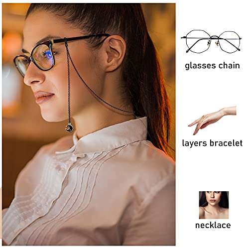 Sailimue 4 Pcs Goth Glasses Chain For Women Men Sunglass Eyeglass Chains Black Bat Eyeglasses Chain Eyeglass Strap Holder #TOP3