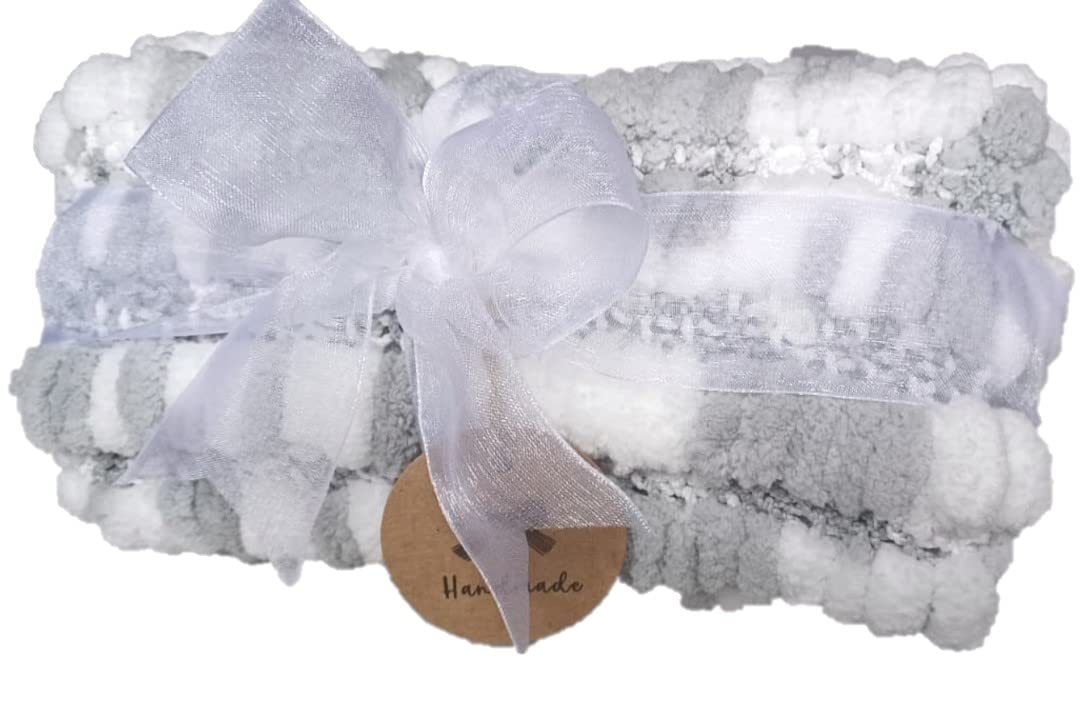 Car Seat Baby Blanket, Super Soft & Fluffy (White/Grey)