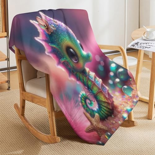 Couverture hippocampe en flannel douce pour lit et canapé de 140x180cm - 8