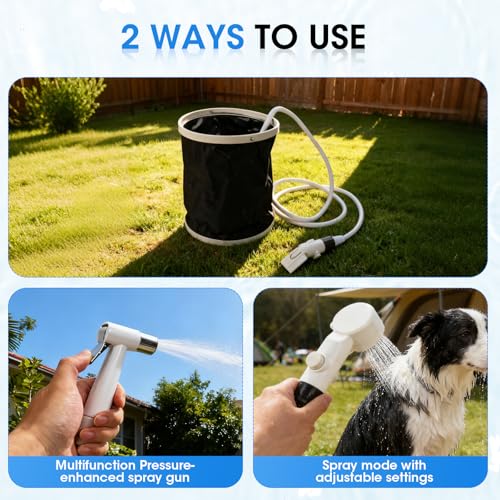 image for wisebean Portable Camping Shower, Outdoor Shower Kit with Pump, Hose, 