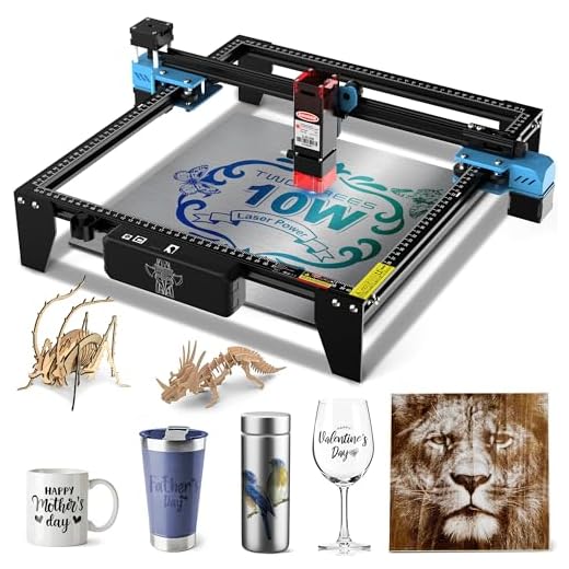 Twotrees TTS-10 Pro Laser Engraver,10W High Precision Laser Engraving Machine,Laser Cutter,500 mm/s Speed,0.069mm Laser Spot Engraver Machine for DIY,Wood,Metal,Acrylic,Glass,Stainless Steel