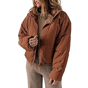 Dokotoo Womens Winter Quilted Jackets Long Sleeve Full Zip Puffer Jacket Coats with Pockets