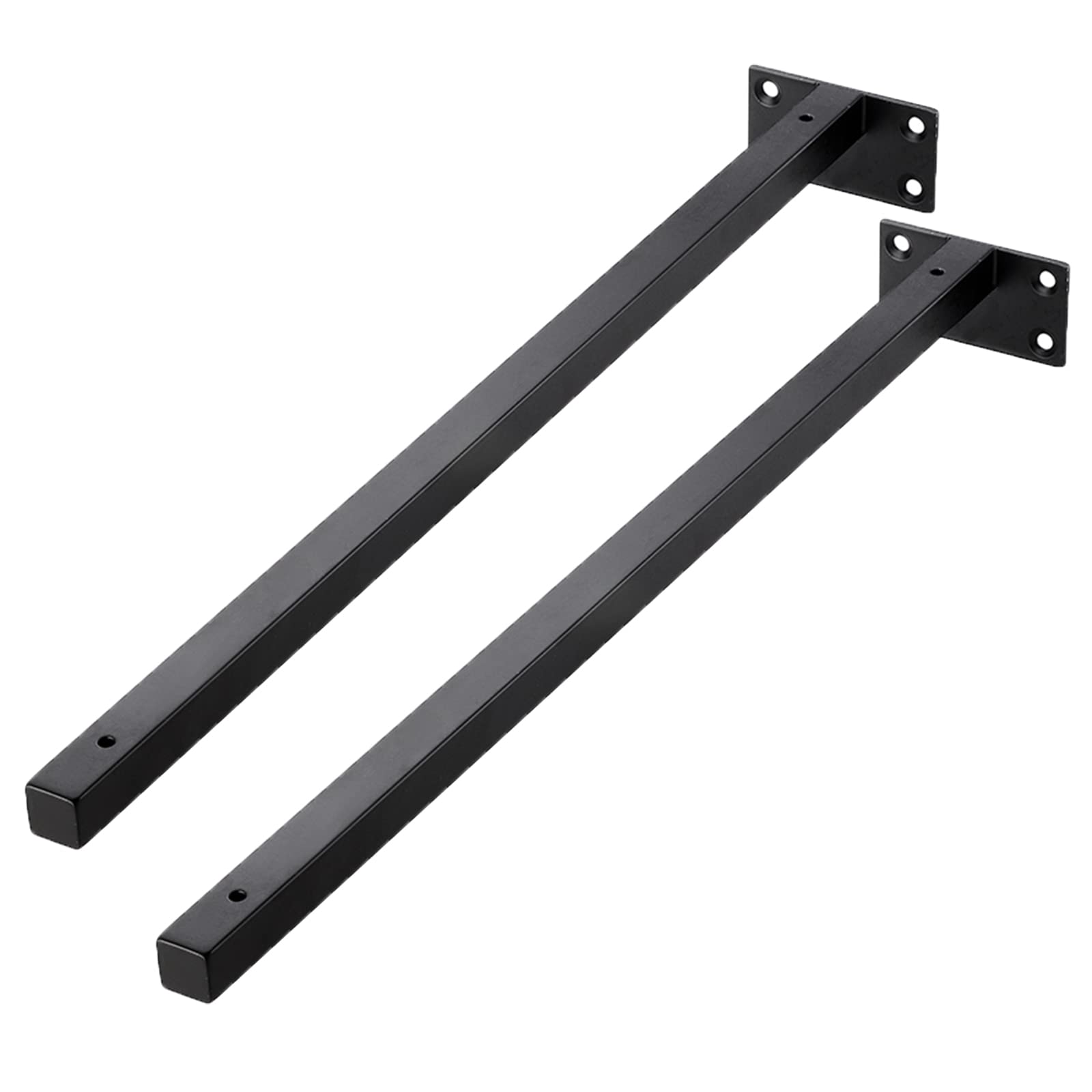 Black Square Pipe Shelf Brackets Stainless Steel Industrial Shelf Support Heavy Duty Metal Bracket for Wall Mounted Floating Shelves, 2 Pcs (500mm/19.7in)