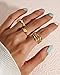BETTY&SARAH 9PCS Gold Rings for Women Non Tarnish, 18K Gold Plated Chunky Adjustable Stackable Rings, Open Stacking Knuckle Ring Set Gifts
