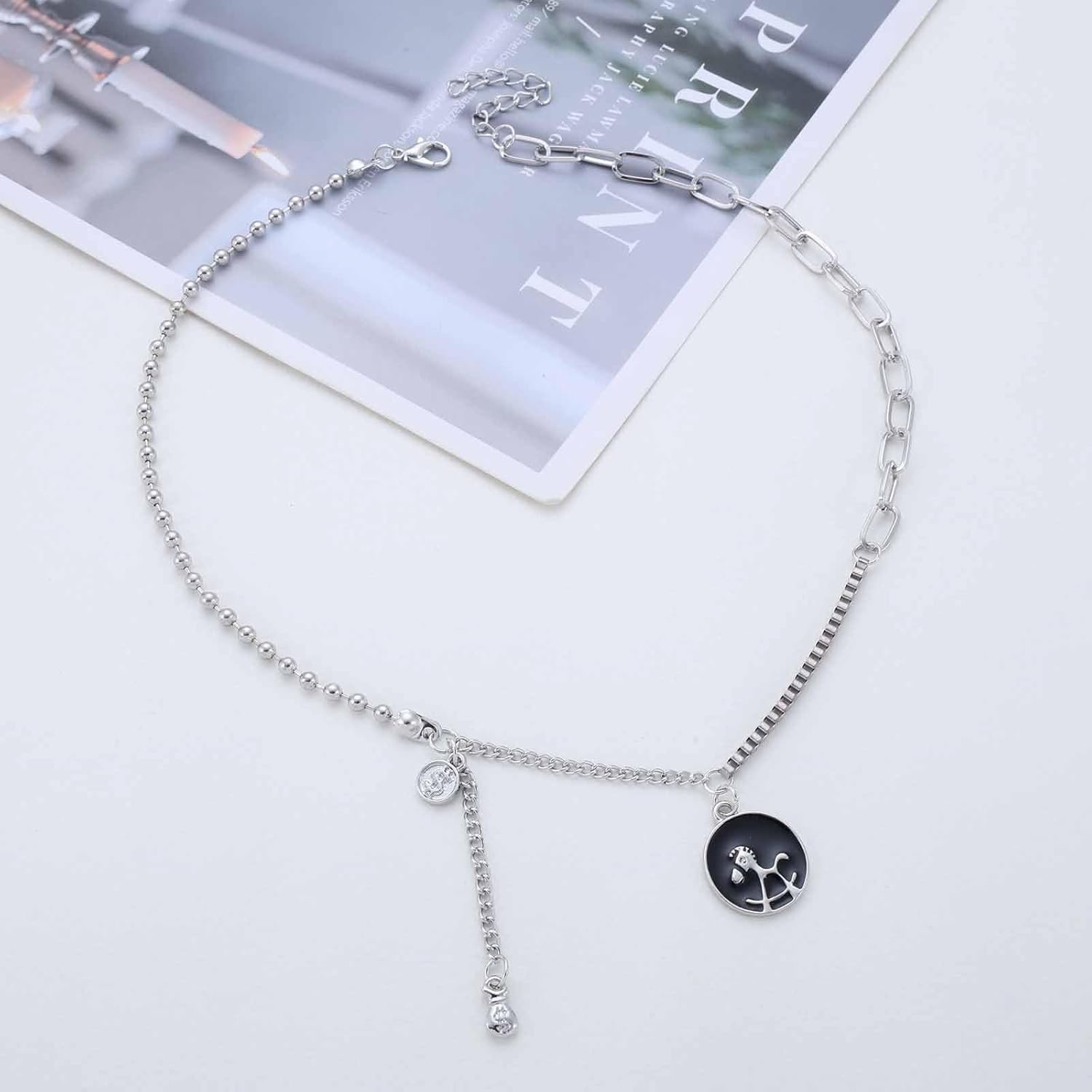 Minimalist Silver Pendant Necklace Round Coin Necklaces Tiny Paperclip Chain Necklace Clothing Accessories Jewelry for Women - Image 3