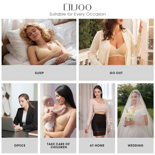 LIIJOO Wireless Bras for Women Full Coverage Plus Size Seamless Back Smoothing Everyday Comfort Bra No Underwire Supportive Bralette（Natural Nude, 2XL Plus Size） — view 6