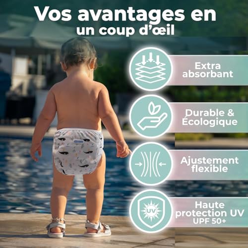 KIDVERSE Couche Piscine Bebe reutilisable - Couche de Bain Bébé lavable – vue 2