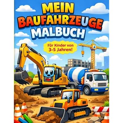 Ausmalbuch Baustellenfahrzeuge 3 - 5 Jahren: Baustellenfahrzeuge