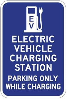 STOPSignsAndMore - Electric Vehicle Charging Station Parking Only Sign - 12x18 (Blue) - Reflective | Rust Free Aluminum