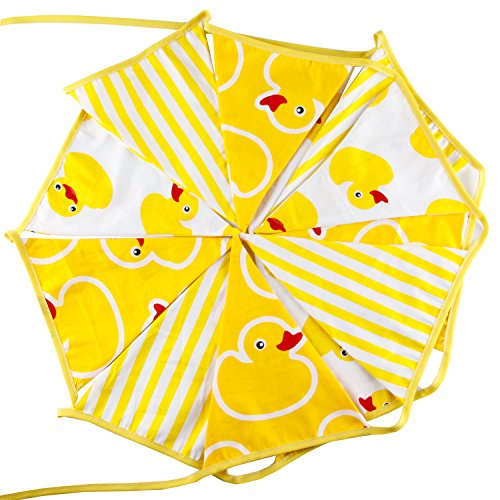 Infei Yellow Duck Cartoon Fabric Triangle Flags Banner Buntings Garlands For Wedding, Birthday Party, Outdoor & Home Decoration (3.5M/11.5Ft) #TOP3