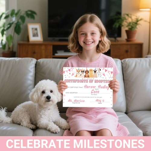 Doodlream 30 Stück Haustier Adoptionszertifikat Papier 20 x 25 cm Großes Papier Zur Adoption Eines Welpen für Tierheime und Tieradoptionszentren