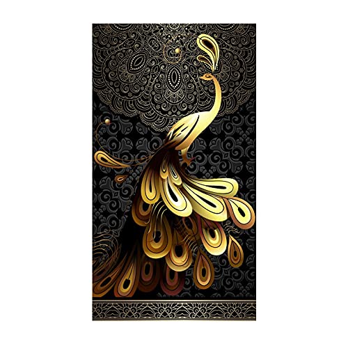 Kit diamant painting paon d'or 40x100cm | Loisir créatif broderie point de croix strass