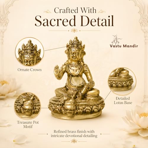 Image of Pure Brass Kuber Ji Idol, Vastu Remedy for Wealth (19 cm, 1.99 kg)