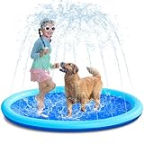 SLOOSH 60' Non-Slip Splash Pad Sprinkler - Outdoor Water Toys Play Mat for Toddlers Kids Dogs, Outside Thickened Sprinkler Pool Party Durable Backyard Fountain for Girls Boys Pets (60in, Blue)