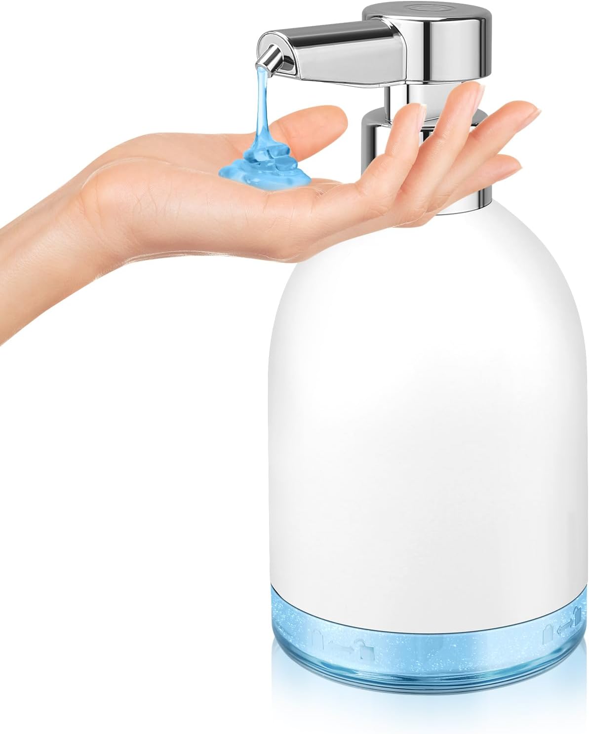 Dispensador automático de jabón líquido sin contacto plástico de 11 oz – Dispensador de jabón inteligente automático eléctrico recargable blanco de