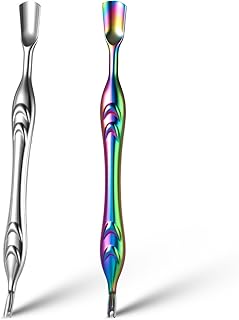 2 Pcs Cuticle Pushers with Fork, 2-in-1 Cuticle Trimmer Professional Nail Scraper Cuticle Remover Stainless Steel Nail Care Tool Dead Skin Cutter for Manicures, Pedicures