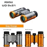 PENTAX Binoculars UD 9x21 - Gray and Orange. A bright and clear field of view, lightweight body with roof prism, Fully Multi-Coated optics, 9x magnification, ideal for concerts, sports, traveling. - Image 3