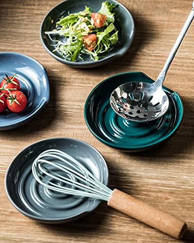 LYEOBOH Spoon Rest for Stove Top, Ceramic Spoon Holder for Kitchen Counter, Cooking Spoon Rest Coffee Spoon Rest, Kitchen Decor for Farmhouse, 5 Inch, Dishwasher Safe, Gray - Thumbnail 4