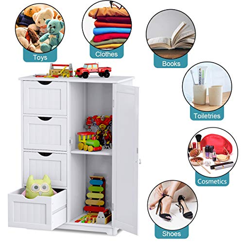 Waterjoy Storage Cabinet,Standing Wooden Cabinet With 4 Drawers Floor Cabinet And 1 Door With 2 Layers Storage Shelf,Bathroom Storage Cabinet,Entryway Cupboard, Toy Organizer Cabinet #TOP6