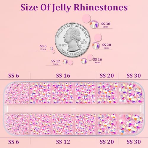 Image of Resin Jelly Rhinestones for Crafting with B7000 Jewelry Glue, 1 Box Light Pink AB Flatback Crystal with 3Pcs 10ml Glue, Bedazzling Non Hotfix Gems for DIY Tumblers Clothing Shoes Manicure