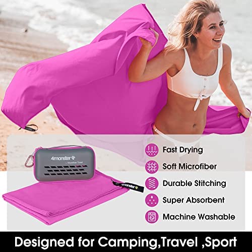 4Monster Microfibre Travel Towel, Quick Dry, Lightweight, Ultra Soft, Super Absorbent Compact Camping Towel for Sports Gym - Image 2