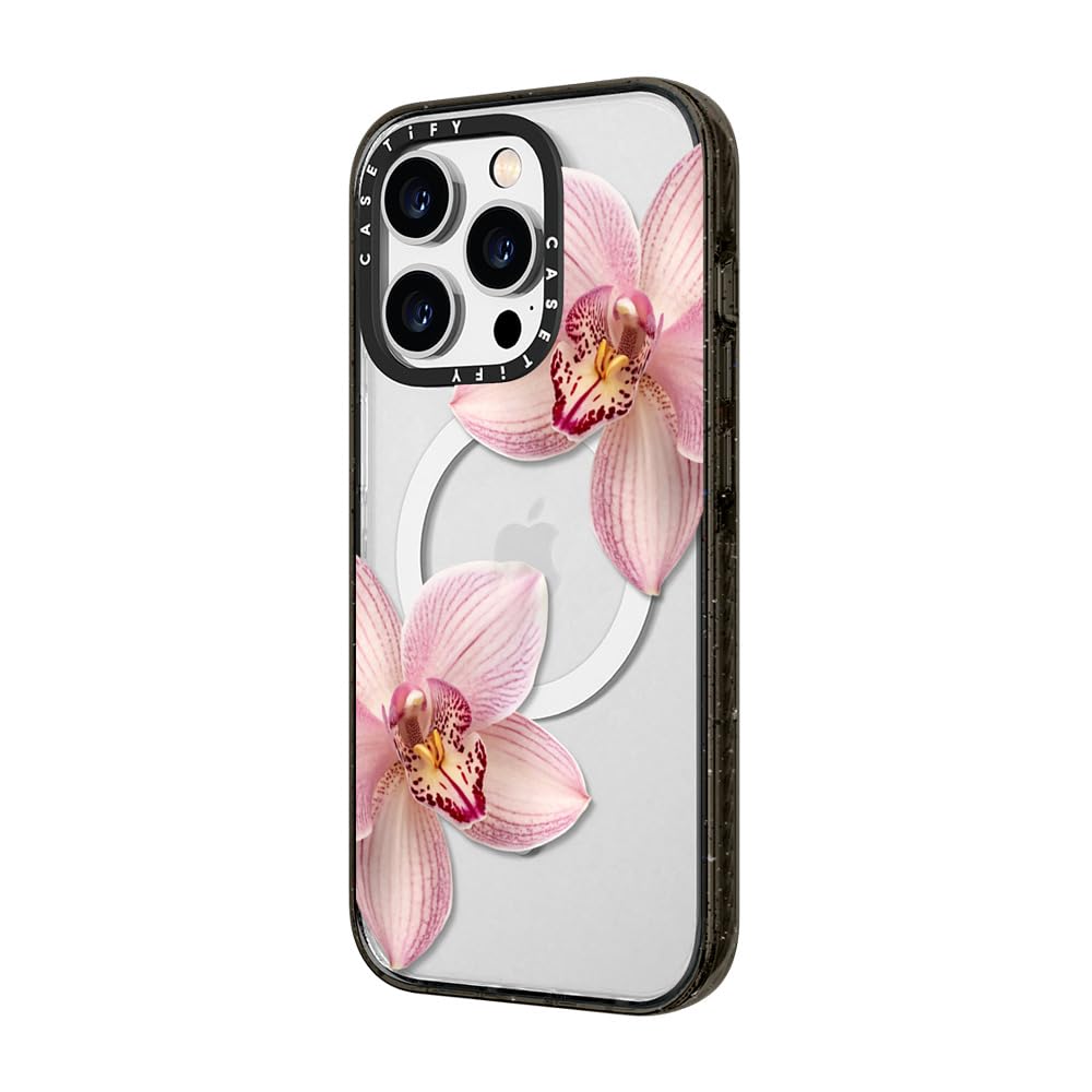 CASETiFY Impact Magsafe - Custodia protettiva per iPhone 14 Pro Max [4 x test di caduta militare / 2,5 m protezione anticaduta] - Orchidia - Nero trasparente