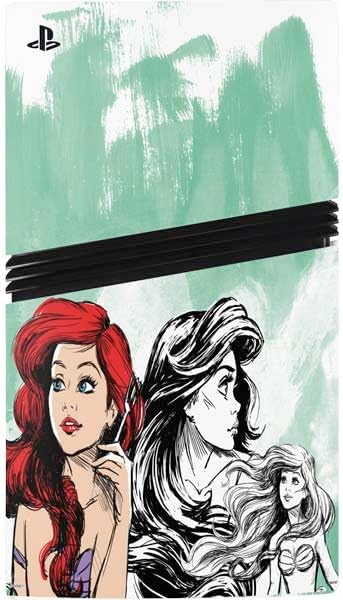 Skinit Decal Gaming Skin Compatible with PS5 Pro Bundle - Officially Licensed Disney Princess Ariel Sketch Art Design