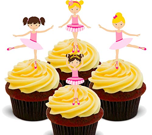 Made4You Lot de 12 décorations comestibles pour cupcakes Motif ballerines