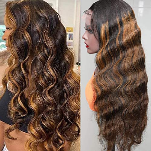 Nayumi Ombre Lace Front Wig Human Hair13X4 Balayage Fb30 Highlight Lace Front Human Hair Wig Transparent Lace Front Body Wave For Black Women Honey Blonde Lace Front Wig Human Hair 20 Inch #TOP3