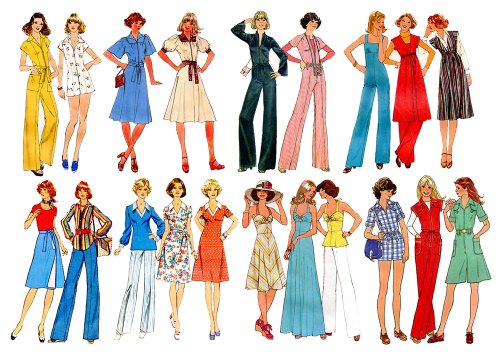 Vintage Fashion Disco Style (7"X10") Clear Stamps Large Sheet / 70S, Fashion Girl #TOP17