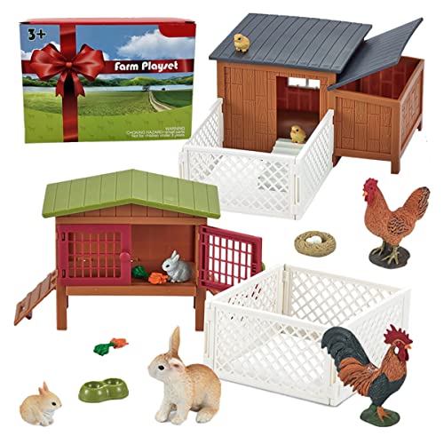 Hyrenee Bauernhof Spielzeug Set - Tierfiguren Mit Zaun Und Pferdewaschplatz Für Kinder 3-7 Jahre