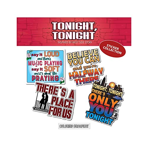 Coloring Broadway - WEST Side Story Inspired Stickers (Set of 4) “Tonight, Tonight” Collection, Broadway Musical Merchandise, Die-Cut & Bubble Free Vinyl, Ideal Gift for Theatre Lovers