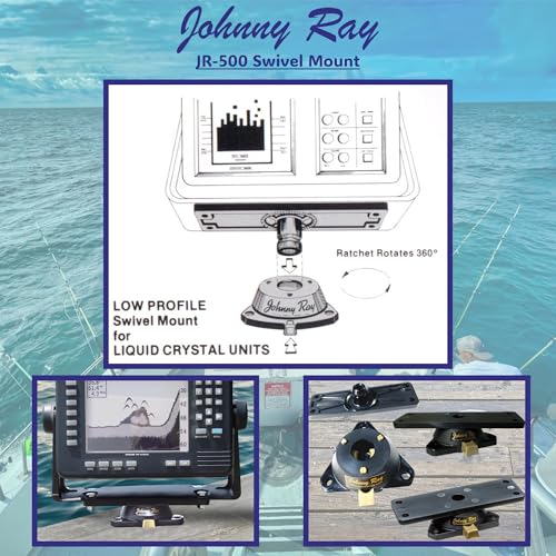 Image of Johnny Ray JR-500 Fish Finder Mount and Depth Finder Mount - Heavy Duty Marine Electronics & Sonar Bracket for Boats, 360 Rotating Quick Release Swivel Base