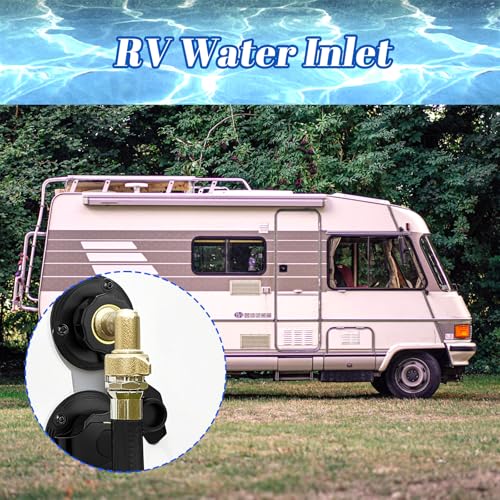 Image of BOXOB RV City Water Inlet with Brass Check Valve, Anti-Backflow 3 /4 inch NH Female to 1 /2 inch NPT Male RV Water Inlet Replacement for Camper Trailer Marine Motorhome
