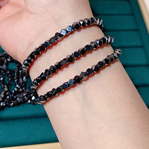Jyucing Gemstone Bracelet Natural Hematite 4Mm Beads Healing Stone Stretch Bracelet Unisex (7.5 Inch) #TOP2
