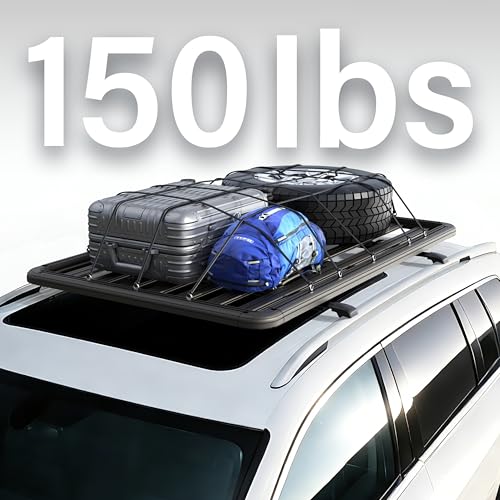 Image of WILDROAD Aluminum Roof Platform, 63 inch x 47 inch Universal Flat Roof Rack Heavy Duty Roof Rack Platform with 10 Sets Eye Bolt Nut and T-Screws Anchoring Kit Fits for SUV, Truck