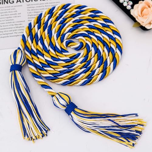 Image of GraduationMall Graduation Honor Cord 68 inch RoyalGoldWhite