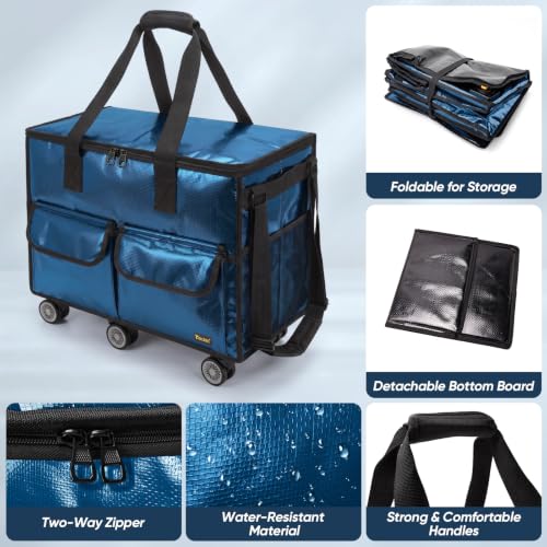 Image of BALEINE Reusable Grocery Bag on Wheels, Foldable Rolling Tote Bag