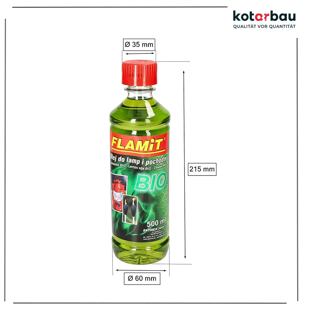 KOTARBAU® Lot de 12 flacons à pétrole pour lampes à huile 500 ml d'huile pour torches de jardin (vert bio)