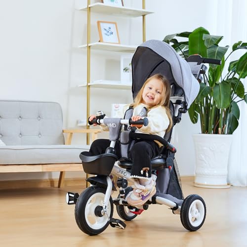 image for JMMD Baby Tricycle, 7-in-1 Folding Kids Trike with Adjustable Parent H