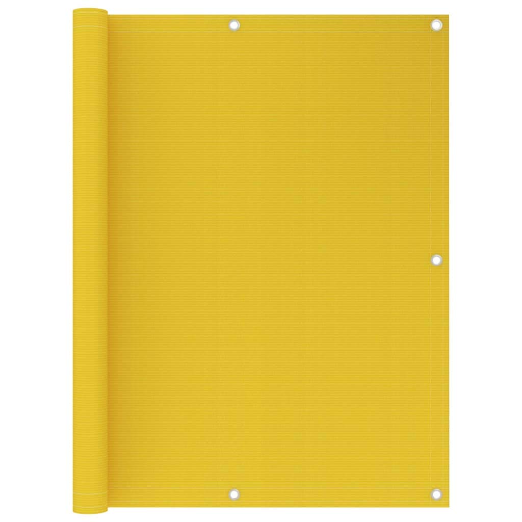 Brise-vue pour balcon jaune 120x400 cm en PEHD occultant avec oeillets alu