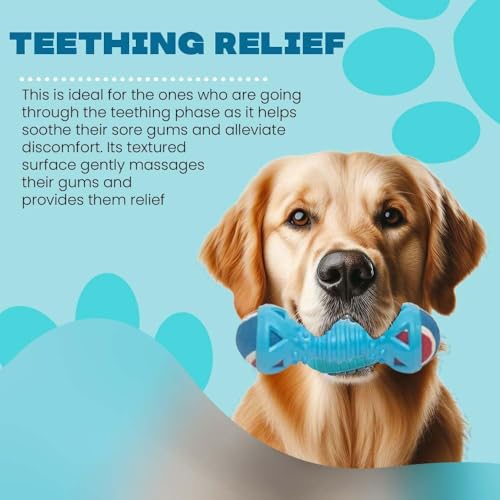 Image of PremiumAV Double Ball Dumbbell Dog Chew Toy for Small & Medium Dogs - Natural Rubber Interactive Teeth Cleaning Toy, Durable Puppy Chew & Molar Toy, Brain Stimulating Play Toy