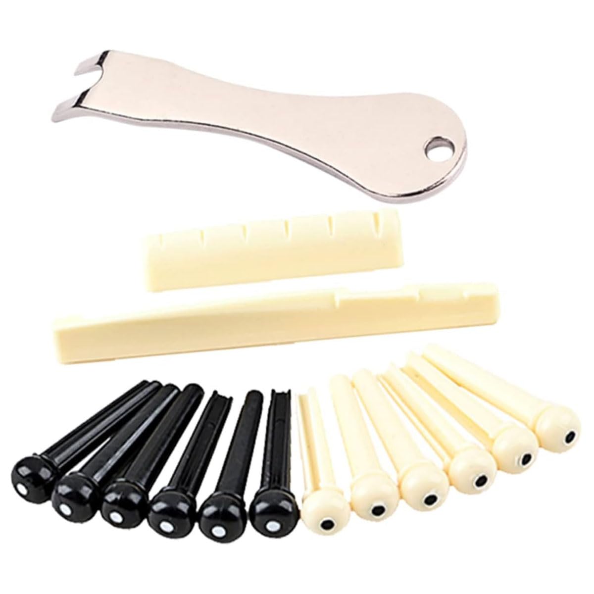 Acoustic Guitar Bridge Pins 12 szt. Szpilki mostkowe 2 szt. Siodełko i nakrętki mostkowe mostek ściągacz do mostu usuń narzędzie gitarowe ściągacz do gitary akustycznej