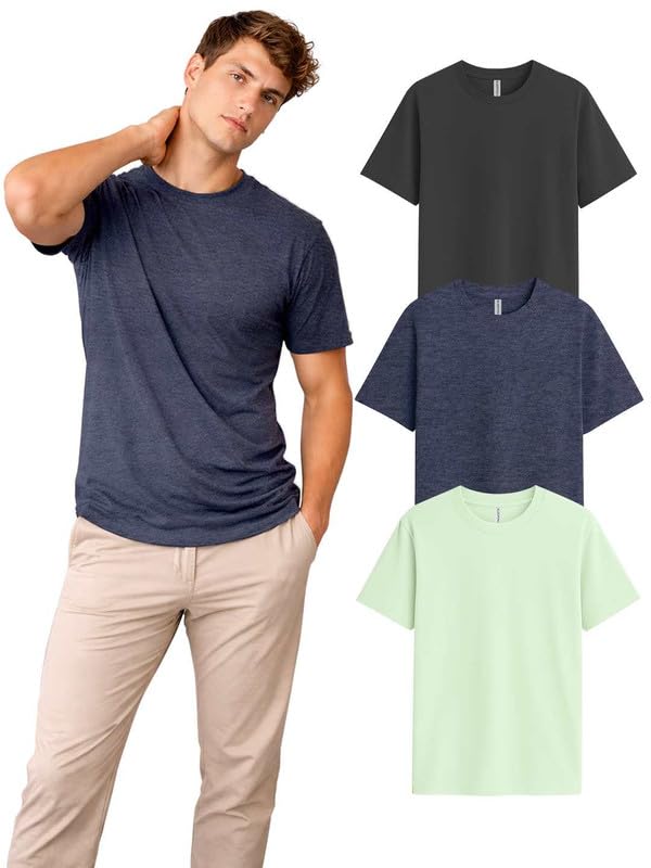 Image of Sleepynuts Half Sleeve Round Neck 100% Cotton Tshirt for Mens Pack of 3 Regular Fit Solid T-Shirts Combo