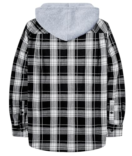 Image of Hooded Flannel Shirts for Men Plaid Long Sleeve Flannel Jacket Hoodies