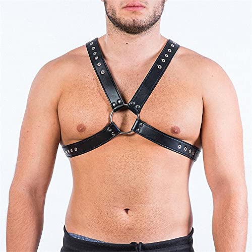 Image of Goobester Leather Chest Harness Men Adjustable Body Bondage Harness Belts