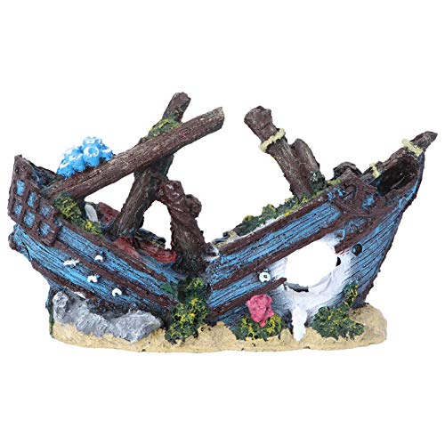 VILLCASE Naufrágio Fish Tank Ornamento Do Aquário da Resina Ornamento Aquático Cavernas Esconder Hut